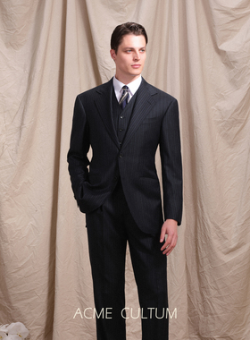 Acme cultum线上专属定制服务意大利LORO PIANA 130S条纹西服套装