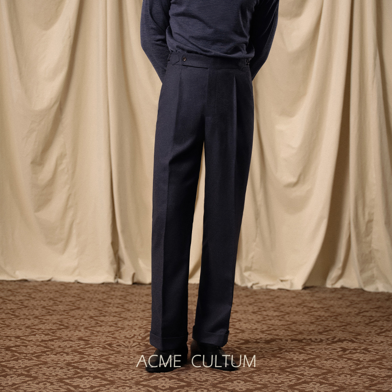 100%初剪羊毛单褶西裤