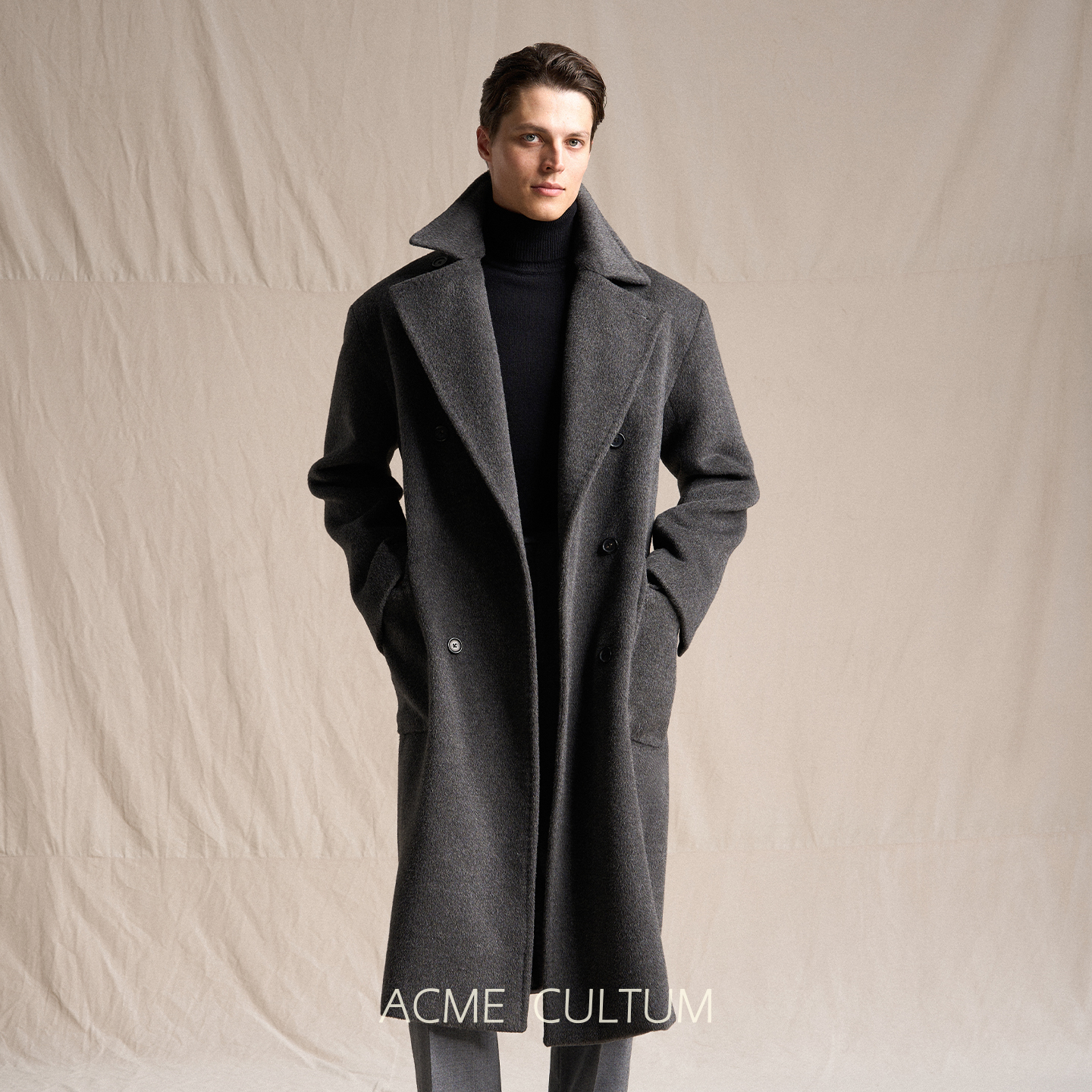 Acmecultum骆马绒毛呢马球大衣