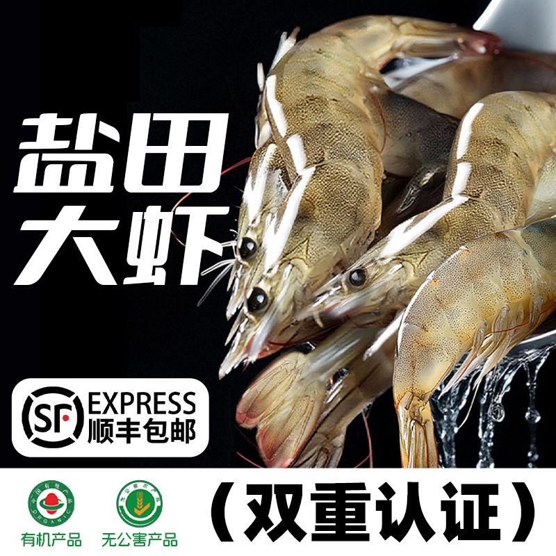 渤海湾盐田有机大虾活冻锁鲜特大号无公害速冻对虾海虾青白虾孕妇