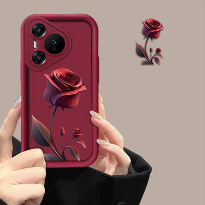 适用于华为Pura70手机壳p70pro保护套华为p60红玫瑰p50天眼阶梯p40硅胶镜头全包不顶膜简约高级感防摔新款女