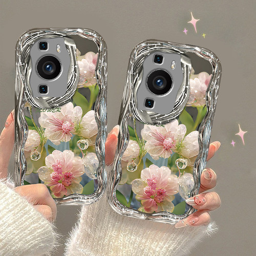 适用于华为P60手机壳华为P60Pro保护套P60Art全包边P50电镀奶油纹P40P30简约不顶膜镂空水晶花防摔新款