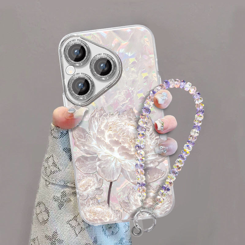 适用于华为Pura80手机壳华为Pura70保护壳华为P60防摔防刮华为P50贝壳纹昙花手链镜头全包不顶膜高级感