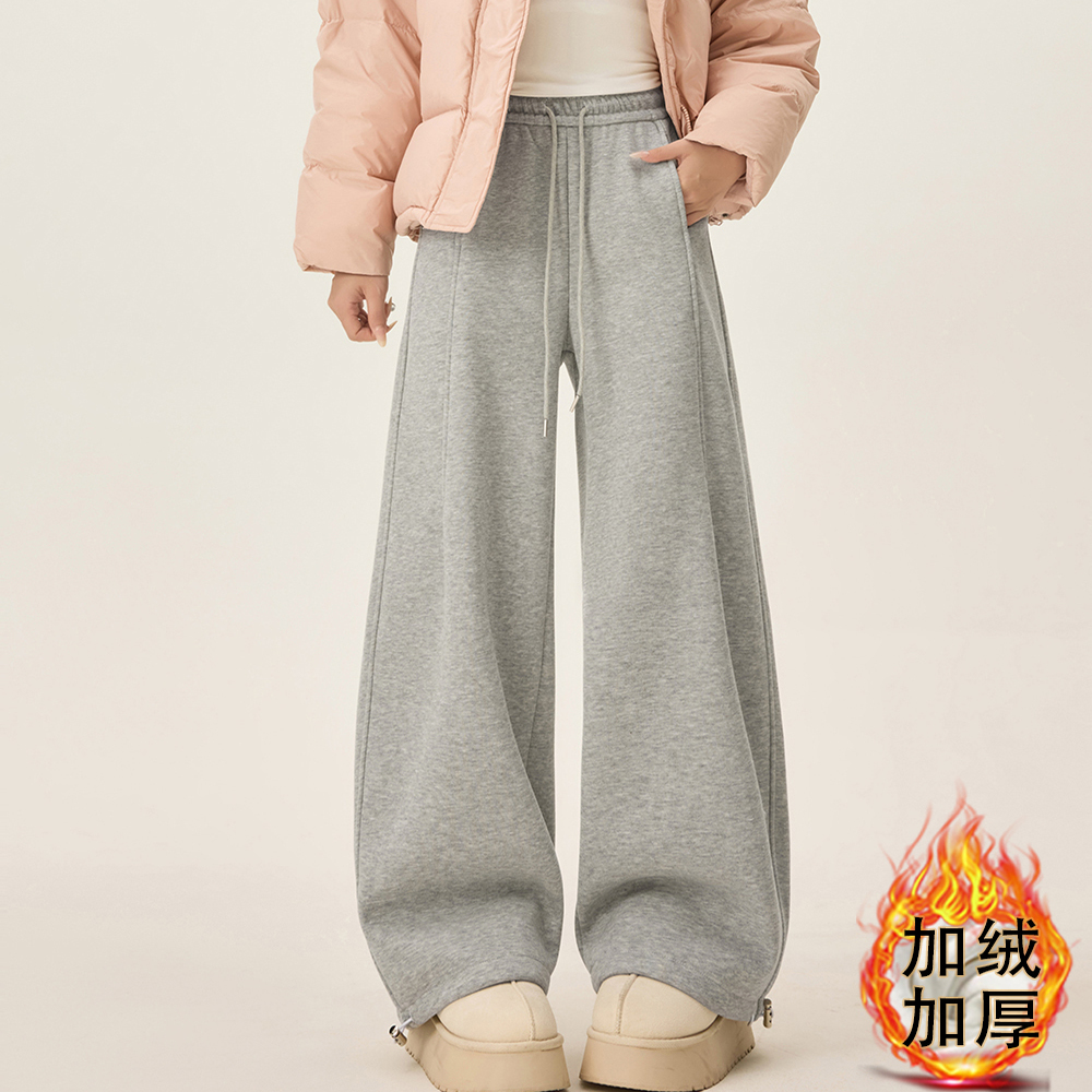 黎雁芙厚绒抽绳卫裤