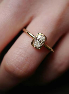 新款甜美风椭圆形锆石戒指气质欧