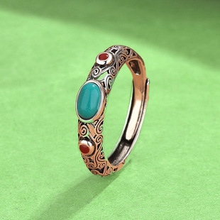 新款复古国风文艺范百搭民族风祥云花纹戒指可调节创意指环