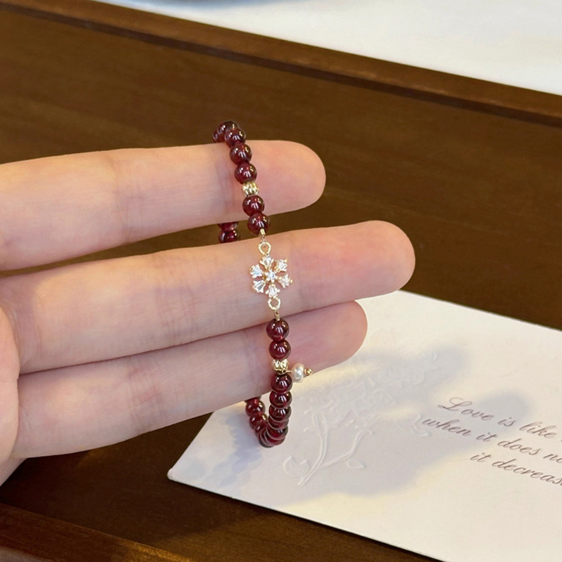 石榴雪花手链女小众设计高级感时