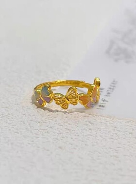 新款新中式珐琅蝴蝶戒指小众设计