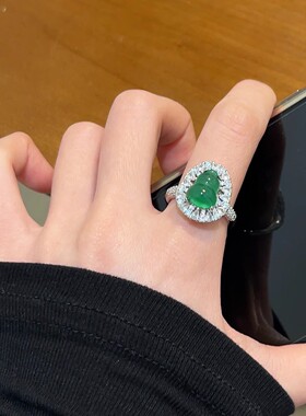 925镀银新中式绿色锆石葫芦戒指