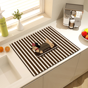 灶台水槽刷洗碗防滑垫子咖啡机吸水垫正方形硅藻泥厨房台面沥水垫
