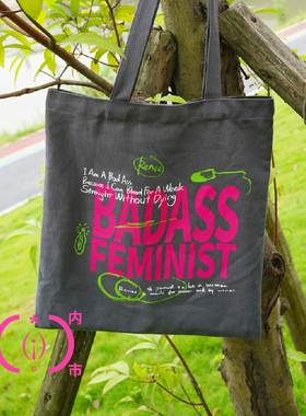 蕊内花市｜女性主义badass表达原创设计帆布袋大容量包包上课便携