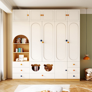 儿童衣柜家用卧室衣橱定制现代简约组合收纳简易奶油风轻奢储物柜