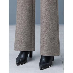 毛呢窄版阔腿裤女大码宽松妈妈春秋女士裤子小个子显瘦直筒九分裤