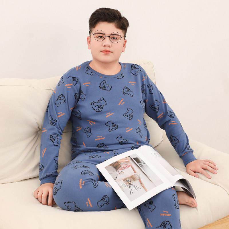 男胖童秋衣秋裤套装纯棉全棉男童加大加肥睡衣儿童中大童保暖内衣