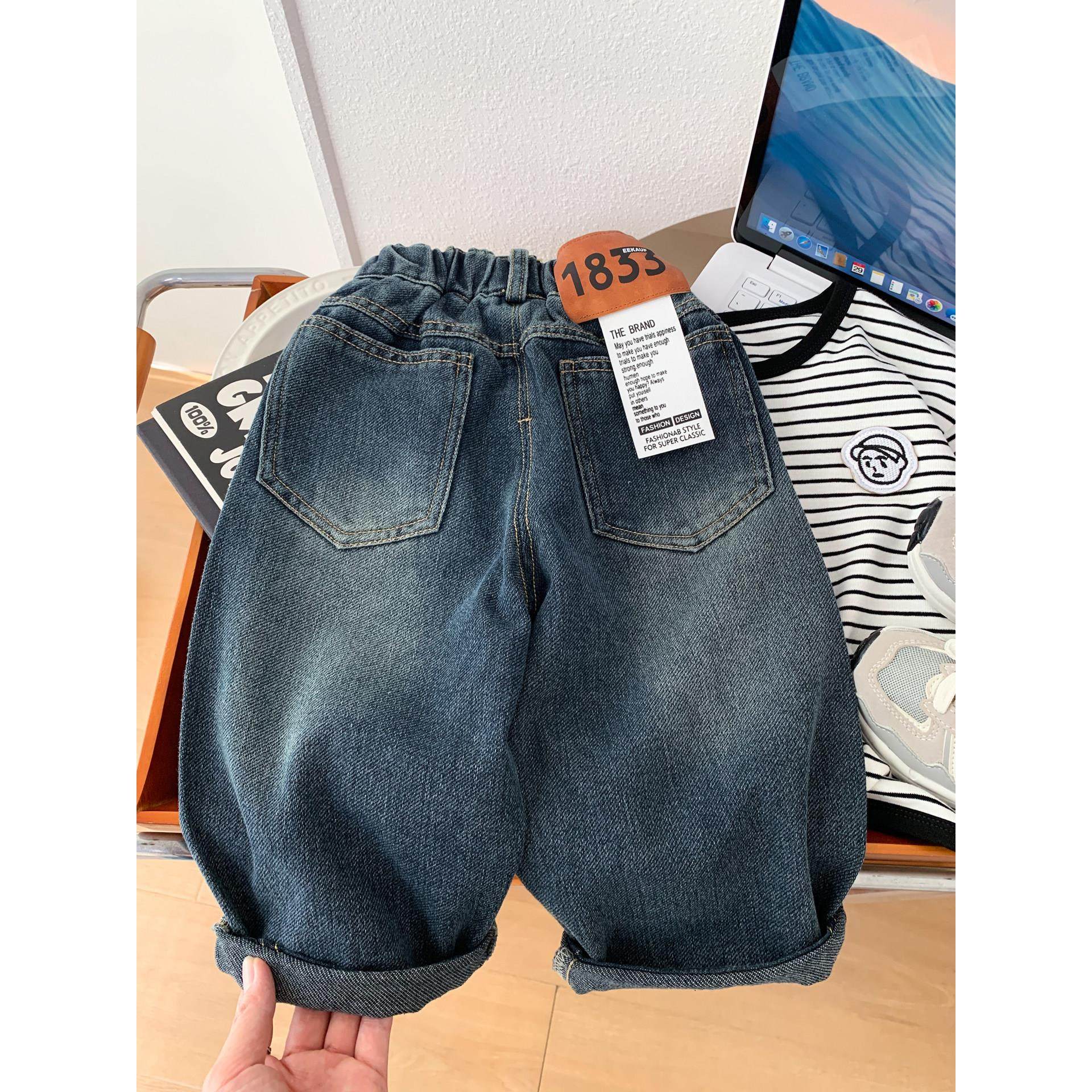 男童秋装牛仔裤2025新款儿童韩版宽松时尚直筒裤帅气男孩柔软长裤