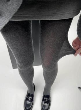 桑蚕丝羊毛连裤袜~非常柔软和蜡~薄素色丝带跟直角灰色底裤春秋季