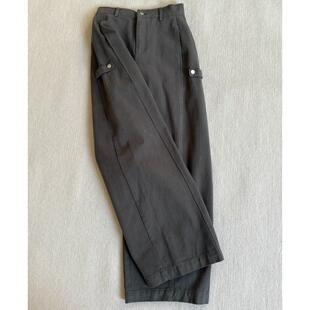 加绒加厚工装裤女款灰色裤子梨型身材粗腿宽胯胖mm显瘦弯刀阔腿裤