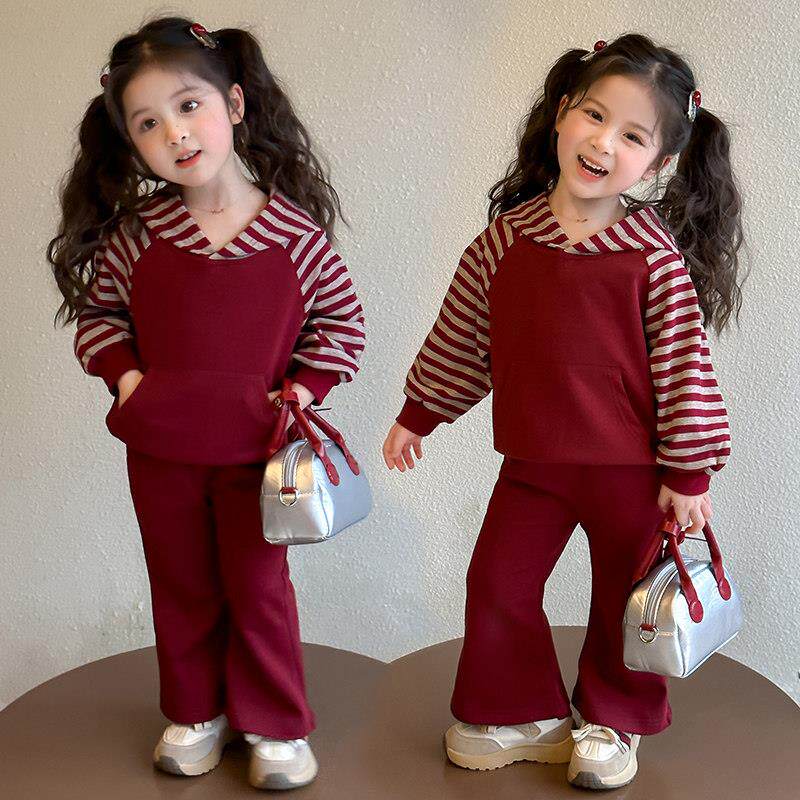 童装女童休闲 套装2025新款春秋小女孩时髦卫衣运动两件套装洋派