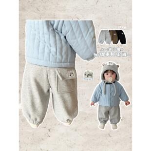 男童冬季韩版加绒加厚长裤男宝宝帅气百搭休闲裤婴儿洋气束脚裤子