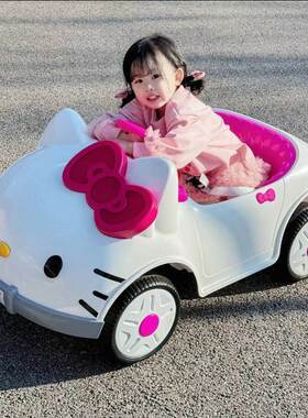 hellokitty猫儿童电动车可坐人四轮汽车女孩可遥控玩具车宝宝童车