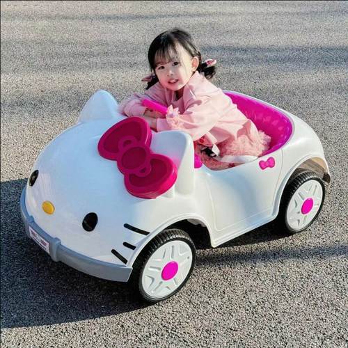 hellokitty猫儿童电动车可坐人四轮汽车女孩可遥控玩具车宝宝童车