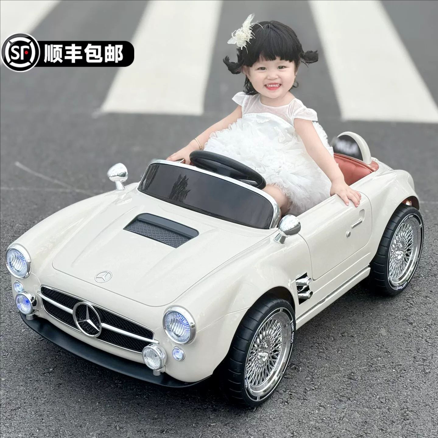 奔驰儿童电动车宝宝四轮遥控汽车可坐人婴儿男女孩宝宝玩具复古车