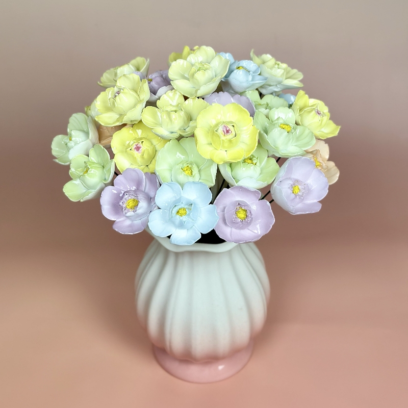 景德镇陶瓷仿真花芍药摆件