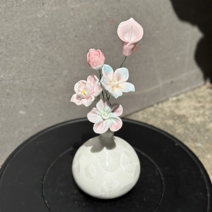 专属搭配 景德镇陶瓷花手工瓷花小饰品仿真花迷你小花瓶摆件