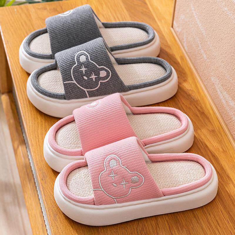 1送110402-2买拖鞋女麻亚厚底踩屎感情侣春夏室内居家用防滑透气