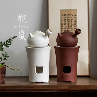 观岚围炉煮茶器套装茶具配件白泥炭炉木碳烧烤家用罐罐茶炉子户外