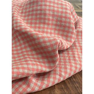 布九九砂洗纯亚麻雨露彩格裙新型中国风面料裙裤衬衫亚麻料