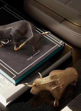 轻奢全铜摆件牛气冲天好寓意工艺品客厅办公室装饰品乔迁新居礼品