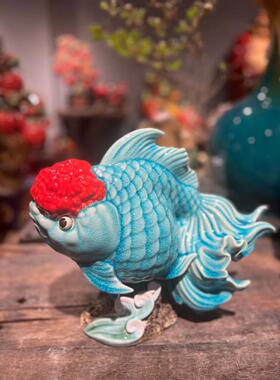 年年有余陶瓷金鱼鲤鱼鱼跃龙门摆件玄关客厅家居摆设饰品毕业礼品