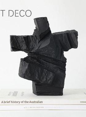 黑色人物摆件太极现代新中式抽象树脂艺术品样板间售楼部书房软装
