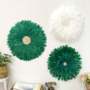 羽毛墙面装饰沙发背景墙网红美甲店服装店挂件创意墙饰客厅壁饰