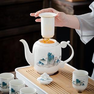 陶瓷泡茶壶大容量1000ml饭店酒店凉水壶过滤家用客厅传统茶具套装