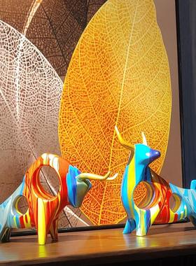 软装艺术工艺品牛摆件客厅玄关办公室书房桌面装饰招财新居创意