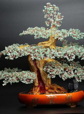 天然东陵玉发财摇钱树招财摆件家居客厅玄关乔迁礼物店铺开业礼品