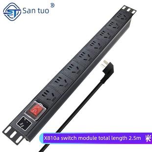 三拓Ts8012机柜Pdu电源插座8位10A插头带开关机房多功能配线板