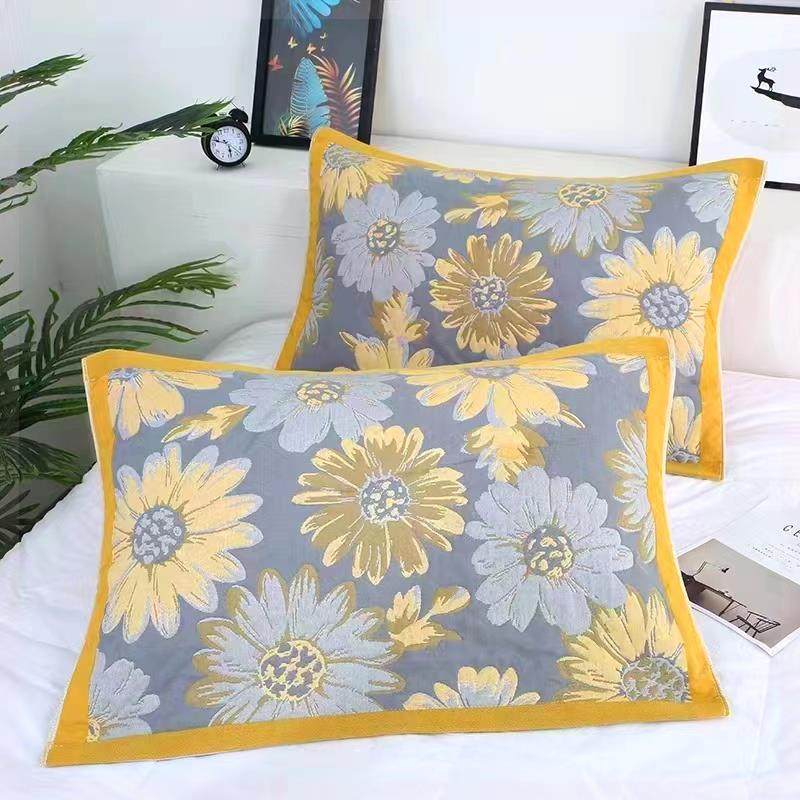 【宠粉】6层枕巾高档纱布枕头巾灰色太阳花52*78cm柔软透气一条装,床上用品,枕巾,淘宝优惠券,粉丝福利购,淘宝优惠卷