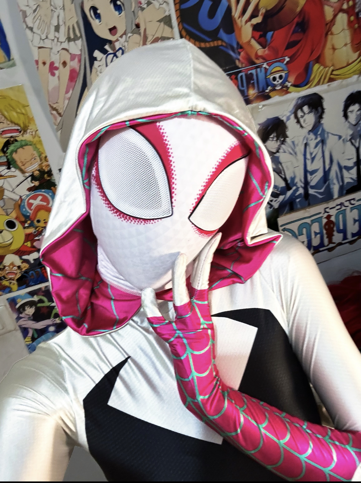 蜘蛛侠格温cos面具表演万圣节儿童成人漫展服装1比1还原