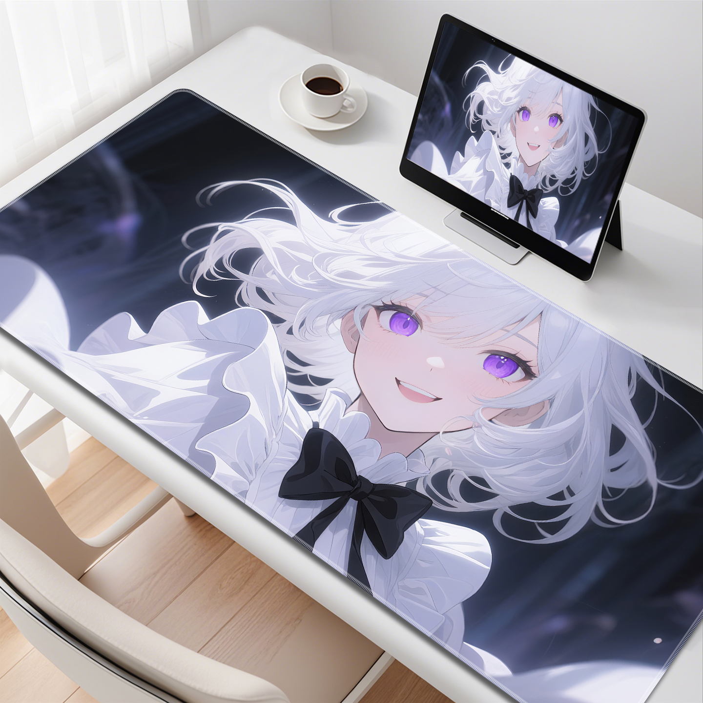 动漫二次元鼠标垫超大电竞风办公电脑桌垫桌垫顺滑键盘垫支持定制