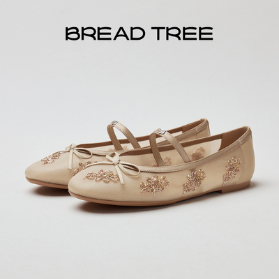 BREADTREE手工钉珠网纱芭蕾鞋