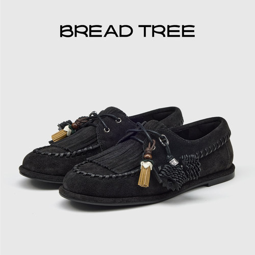 BREADTREE复古流苏编织乐福鞋