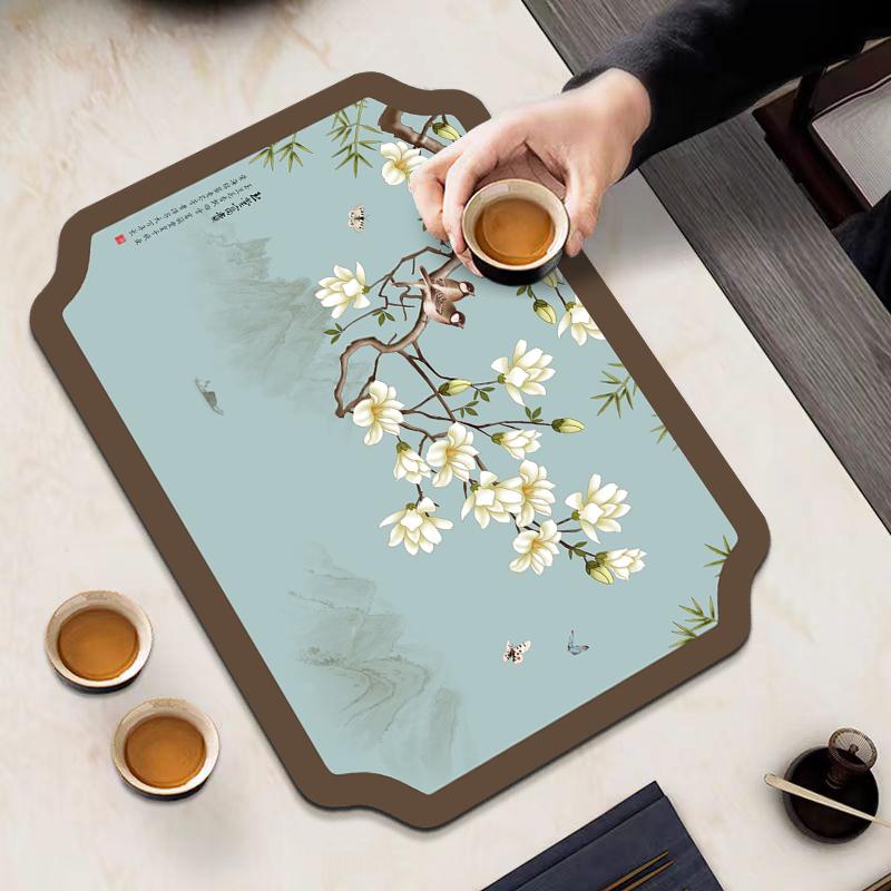 吸水桌旗桌布台布防滑硅藻泥桌旗禅意茶桌茶几速干垫布茶台垫