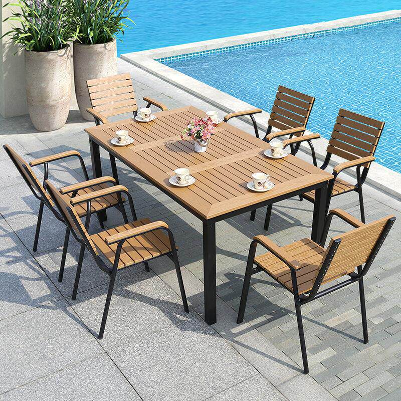 石上鸟户外桌椅家具阳台庭院桌椅防腐木室外咖啡厅休闲塑木桌椅组