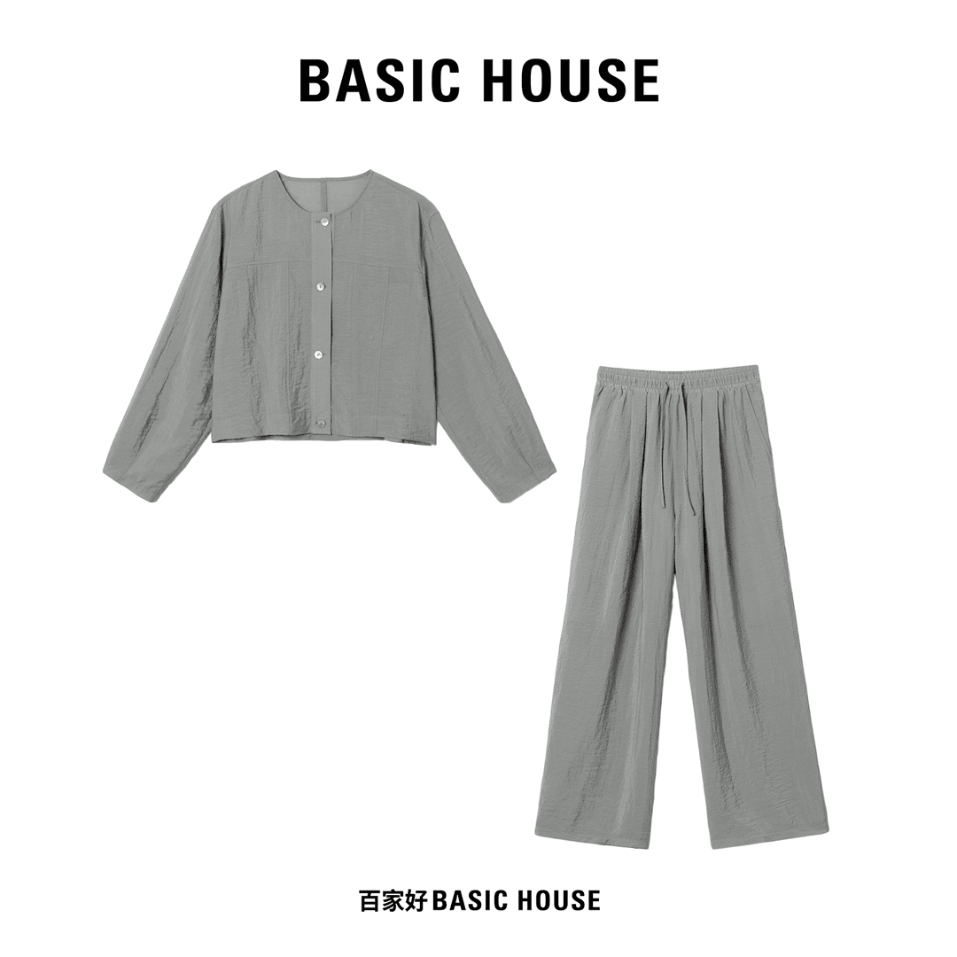 百家好凉感长袖长裤时尚套装女