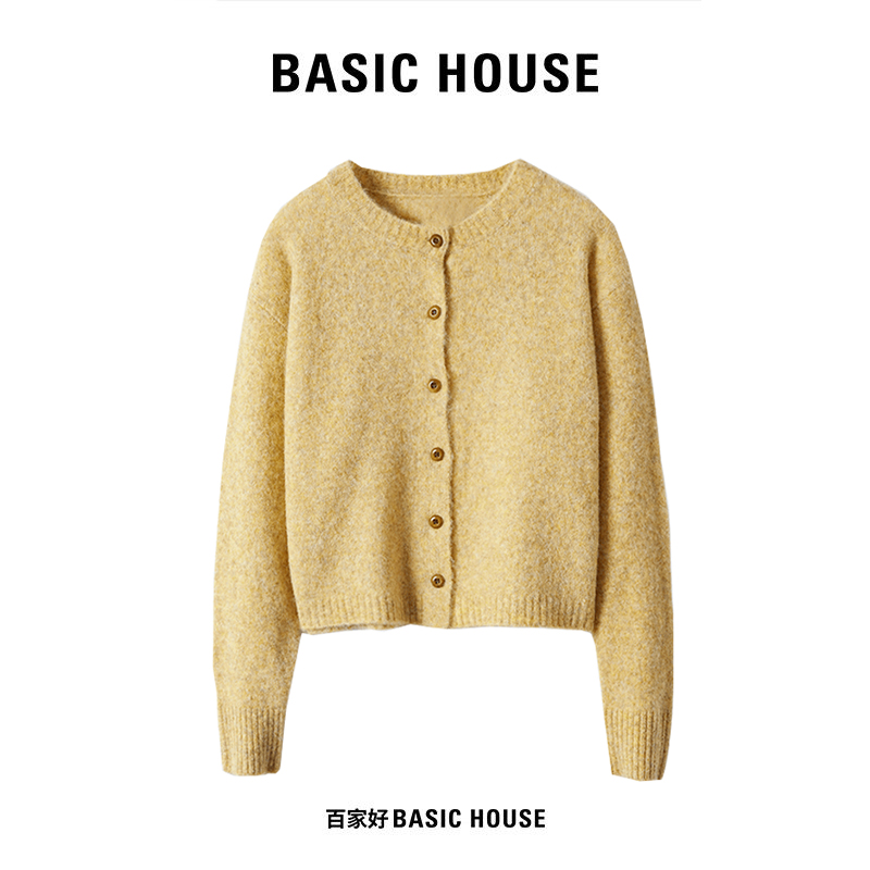 百家好纯色百搭慵懒长袖针织衫女