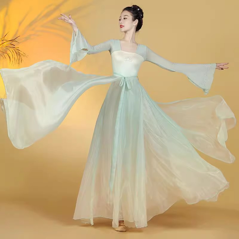 新款古典舞蹈服女飘逸身韵连衣裙