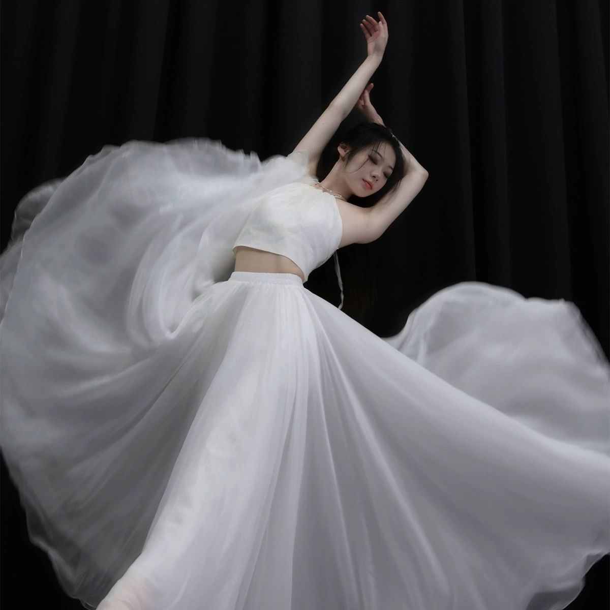 古典舞裙900度双层大摆裙超仙气